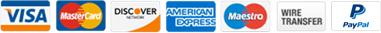 Accepted Payment Methods: MasterCard, VISA, Discover, American Express